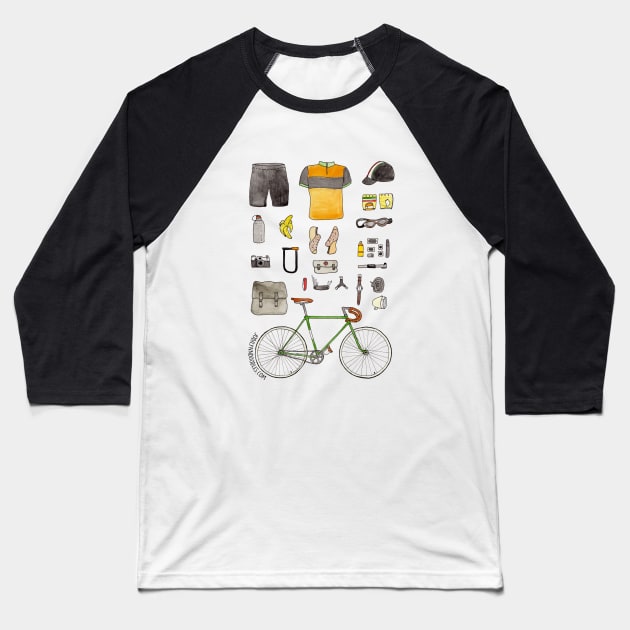 cycling gear Baseball T-Shirt by JodiLynnDoodles